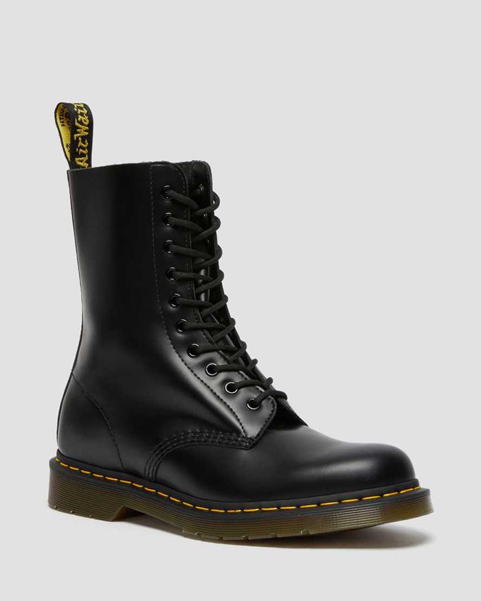 Dr Martens Vintersko Herre Svart 1490 Smooth Læder Mid Calf 3548KDPYJ